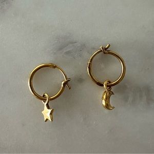 Missoma Gold Mini Star Moon Charm Hoops